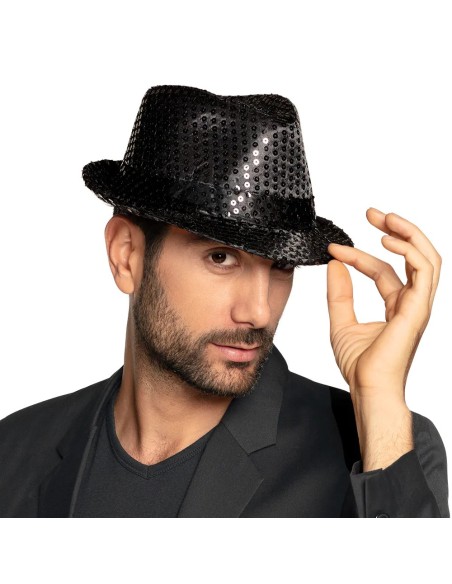 Chapeau funk paillettes noir