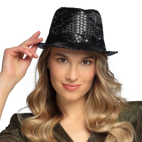 Chapeau funk paillettes noir