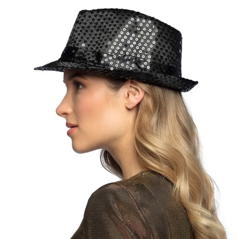 Chapeau funk paillettes noir
