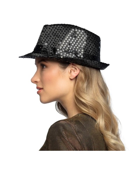 Chapeau funk paillettes noir