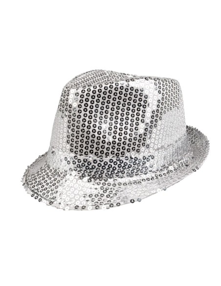 Chapeau funk paillettes argent