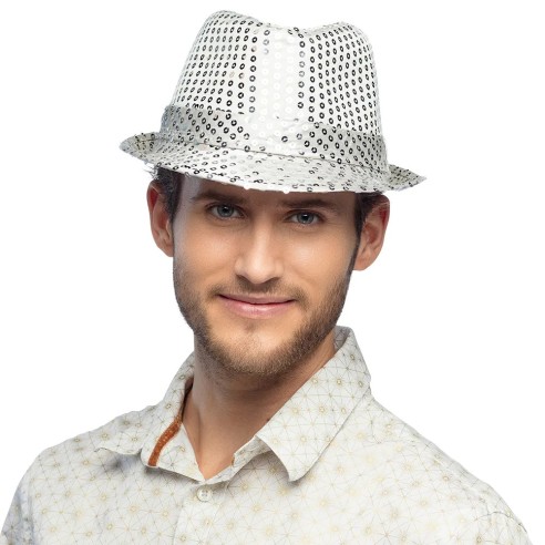 Chapeau funk paillettes argent