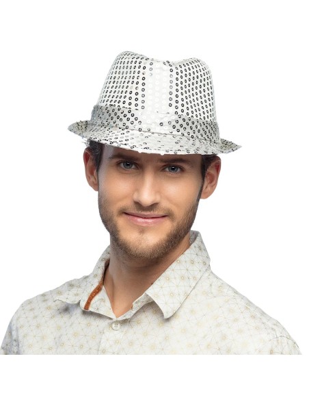 Chapeau funk paillettes argent