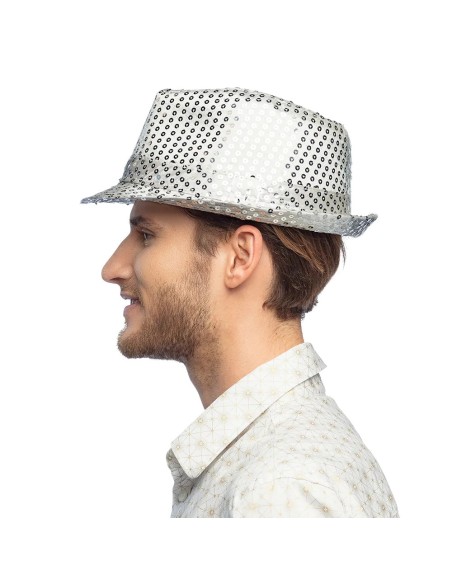 Chapeau funk paillettes argent