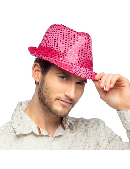 Chapeau funk paillettes rose