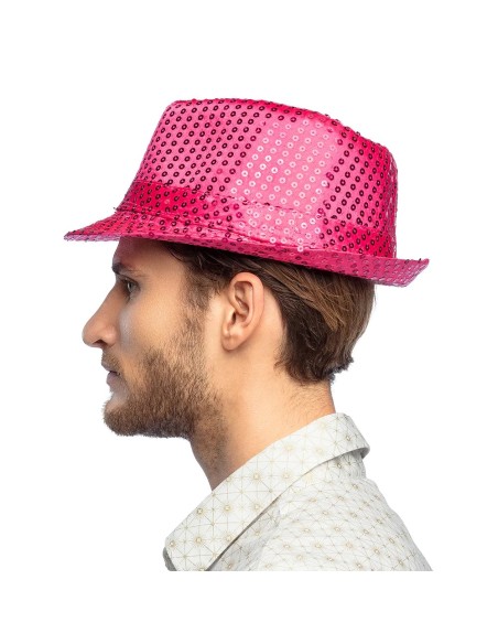 Chapeau funk paillettes rose