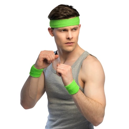 Set 3 bandeaux éponge -  vert fluo