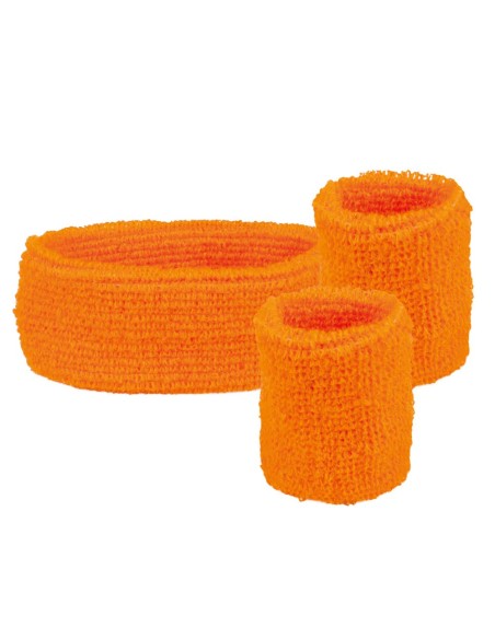 Set 3 bandeaux éponge - orange fluo