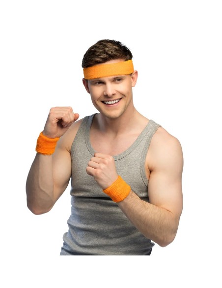 Set 3 bandeaux éponge - orange fluo