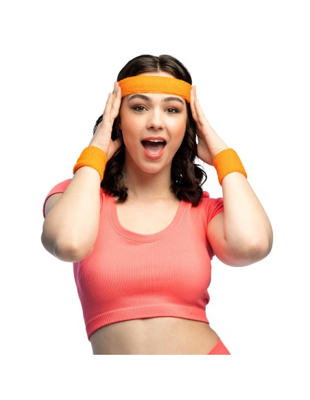 Set 3 bandeaux éponge - orange fluo