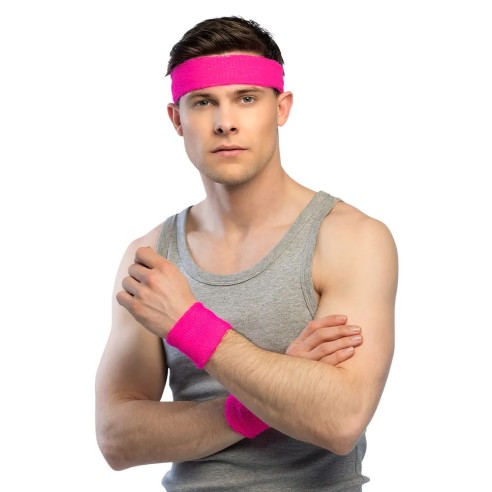 Set 3 bandeaux éponge - rose fluo