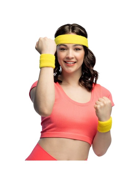 Set 3 bandeaux éponge - jaune fluo