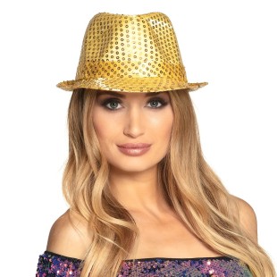 Chapeau funk paillettes or