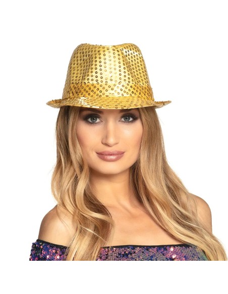 Chapeau funk paillettes or