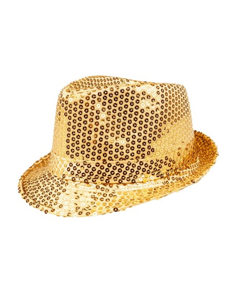 Chapeau funk paillettes or