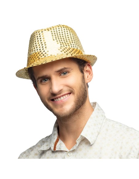 Chapeau funk paillettes or