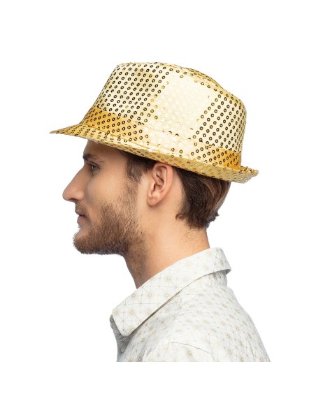 Chapeau funk paillettes or