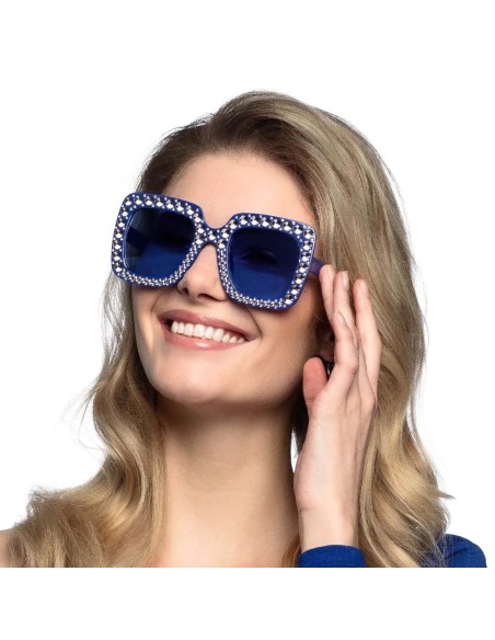 Lunettes bling bling bleu