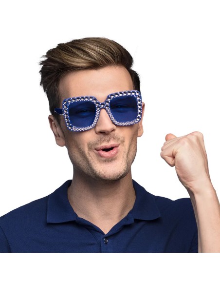 Lunettes bling bling bleu
