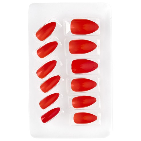 12 faux ongles rouges auto-adhésifs