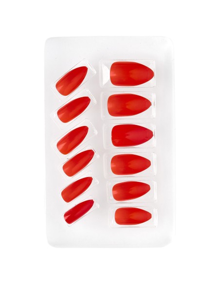 12 faux ongles rouges auto-adhésifs