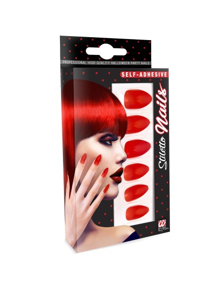 12 faux ongles rouges auto-adhésifs