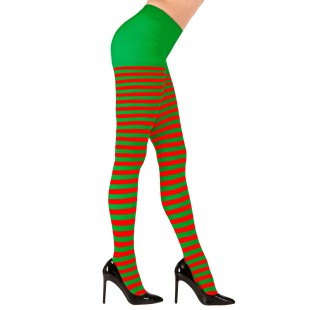 Collants à rayures rouges et vertes pour costume lutin de Noël