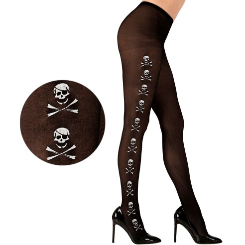 Collant pirate noir avec têtes de mort