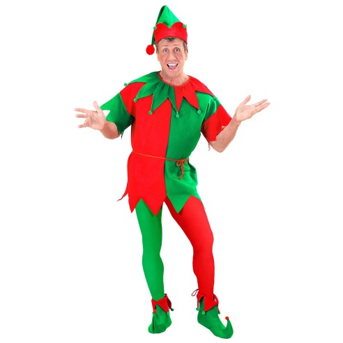 Collant bicolore rouge et vert accessoire déguisement adulte