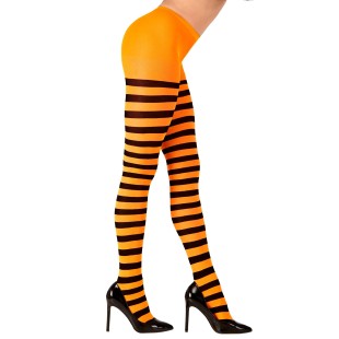 Collant à rayures noires et oranges pour déguisement Halloween