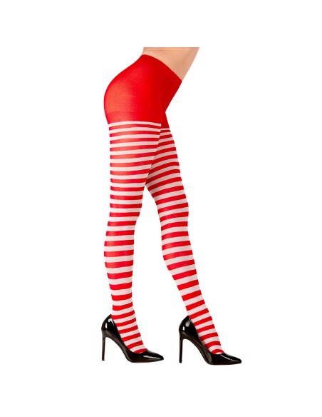 Collant à rayures rouges et blanches pour déguisement fêtes de Noël