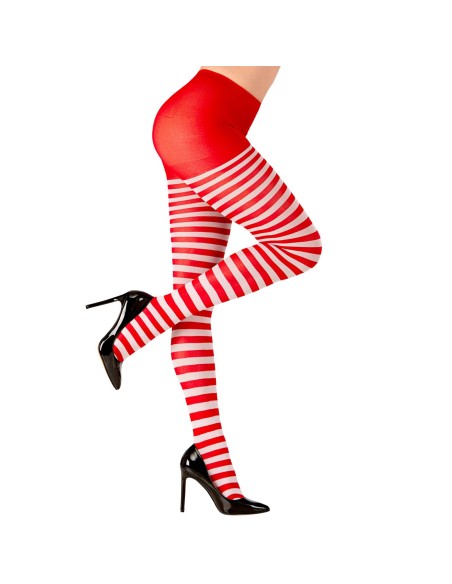 Collant à rayures rouges et blanches pour déguisement fêtes de Noël