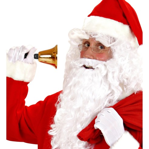 Cloche de Père Noël dorée avec manche pour compléter votre costume