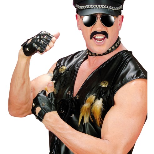 Gants noirs cloutés accessoire pour costume rock & rebelle
