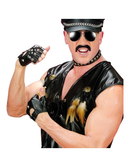 Gants noirs cloutés accessoire pour costume rock & rebelle