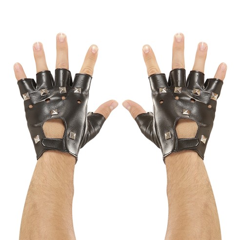 Gants noirs cloutés accessoire pour costume rock & rebelle