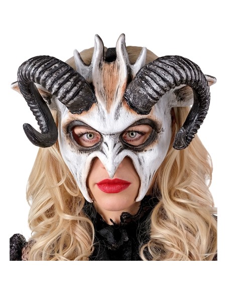Masque démon  du mal avec cornes pour costume Halloween