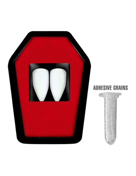 2 petites canines vampire dans cercueil, accessoire costume Dracula