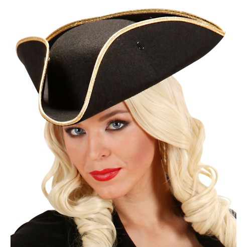 Chapeau tricorne couleur,  coiffe pour costume pirate et renaissance