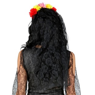 Voile fleurs Day of the Dead, accessoire costume Dia de los Muertos 2