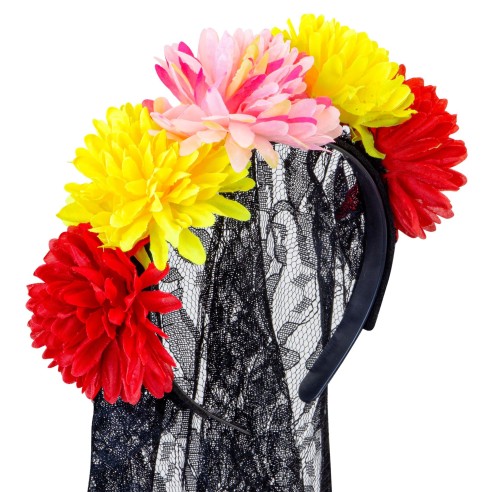 Voile fleurs Day of the Dead, accessoire costume Dia de los Muertos
