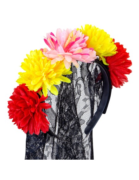 Voile fleurs Day of the Dead, accessoire costume Dia de los Muertos