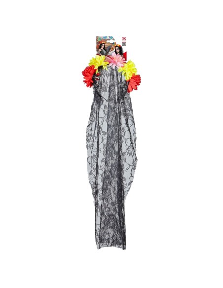 Voile fleurs Day of the Dead, accessoire costume Dia de los Muertos