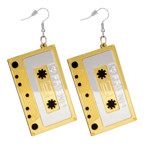 Boucles d’oreilles cassettes audio 80’s bijoux rétro de fête