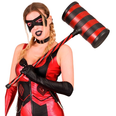 Marteau clown géant noir et rouge pour déguisement Halloween