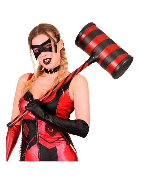 Marteau clown géant noir et rouge pour déguisement Halloween