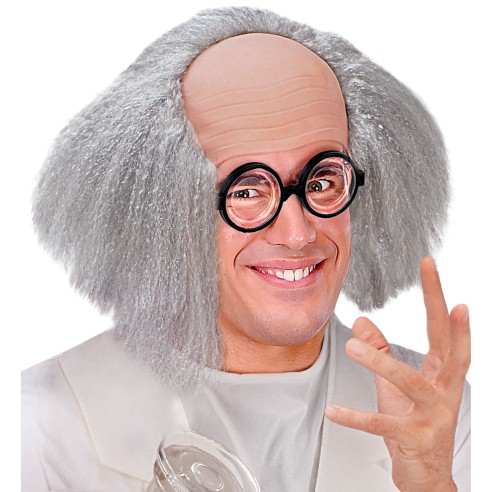 Perruque professeur fou ou vieillard dégarni pour déguisement de fête