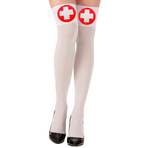 Bas blancs infirmière pour déguisement sexy thème médical