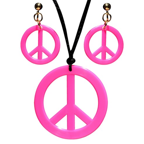 Set collier hippie néon fluo avec boucles d'oreilles assorties