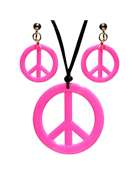 Set collier hippie néon fluo avec boucles d'oreilles assorties